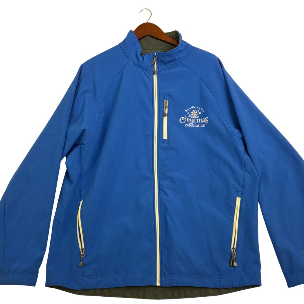 Landway SeaWorld Christmas Celebration Blue Softshell Jacket Full Zip Mens XL